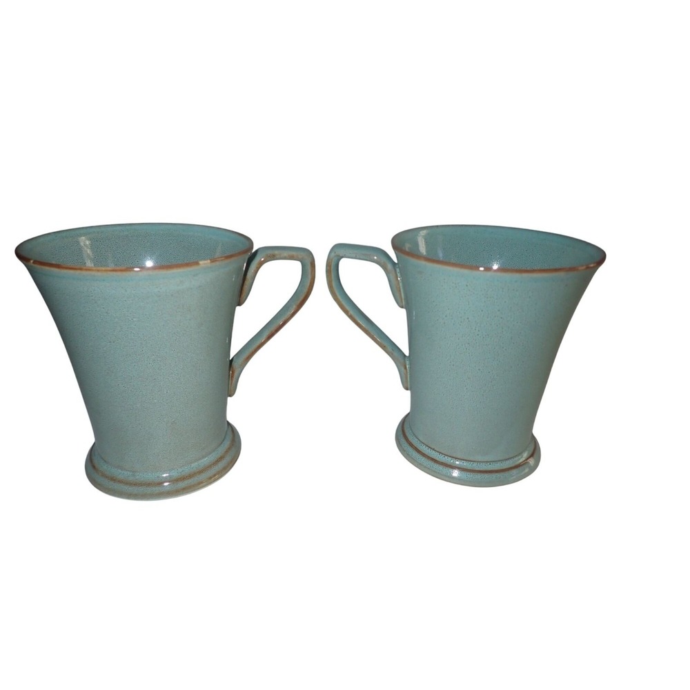 Interiors Prairie Turquoise Stoneware Mugs Set of 2 Made in Indonesia